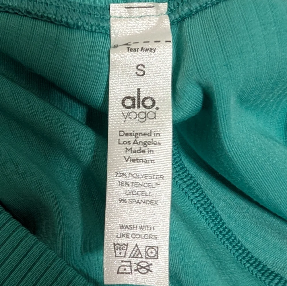 ALO Yoga Blissful High-Waisted Ribbed Leggings Teal Blue Green Size Small S